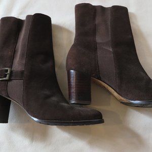 COLE HAAN Women's Dark Brown Suede Pull-on Boots